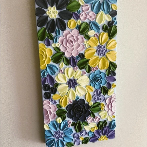 HANDMADE Floral Textured Canvas Art - Picture 2 of 2